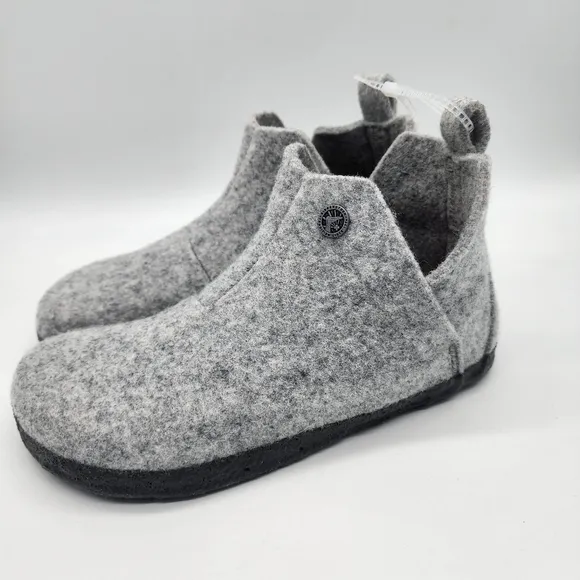 BIRKENSTOCK Andermatt Shearling Light Grey Wool Felt Shoes Slippers Youth Size 3