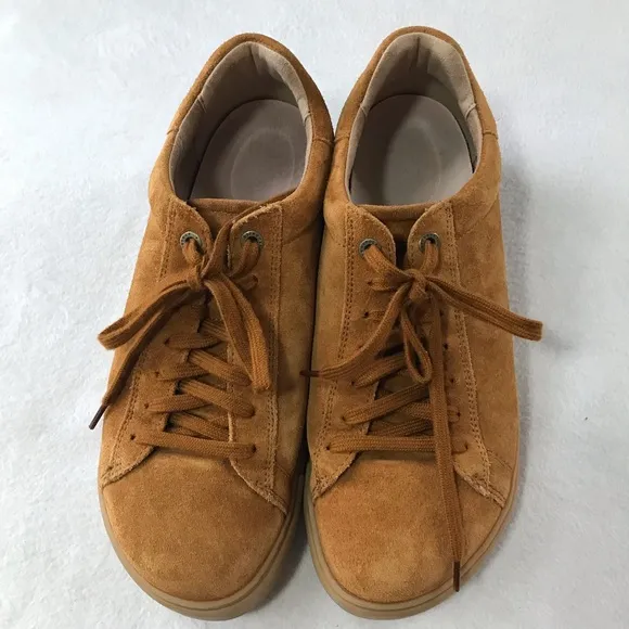 Birkenstock bend low size 40 tan suede lace up sneakers shoes cork footbed