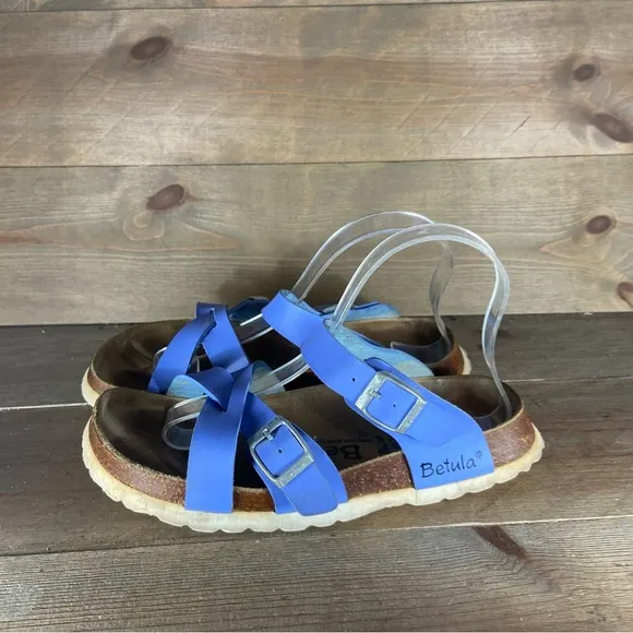 birkenstock betula rio womens size 7 shoes blue strappy slip on comfort sandals