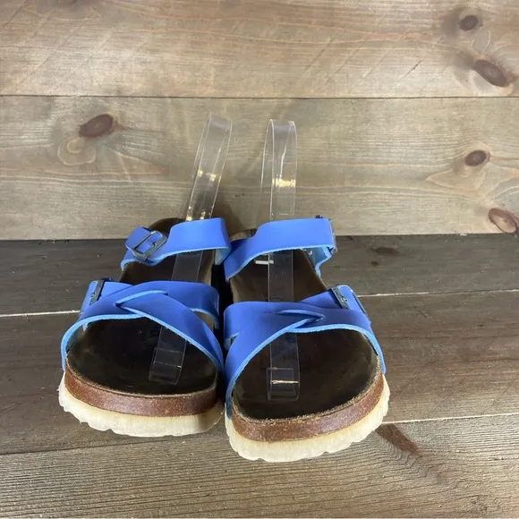 birkenstock betula rio womens size 7 shoes blue strappy slip on comfort sandals