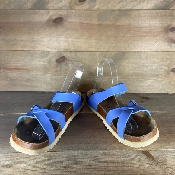 birkenstock betula rio womens size 7 shoes blue strappy slip on comfort sandals