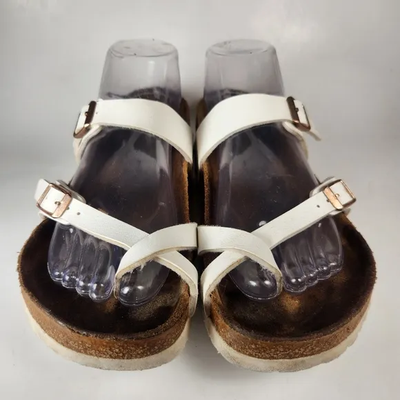 BIRKENSTOCK Women's Mayari Birko-Flor Sandal 7.5 White Leather Comfort Shoes