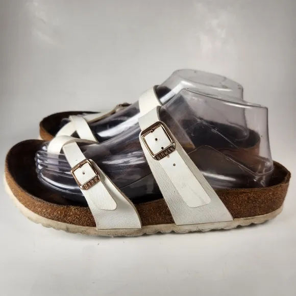 BIRKENSTOCK Women's Mayari Birko-Flor Sandal 7.5 White Leather Comfort Shoes