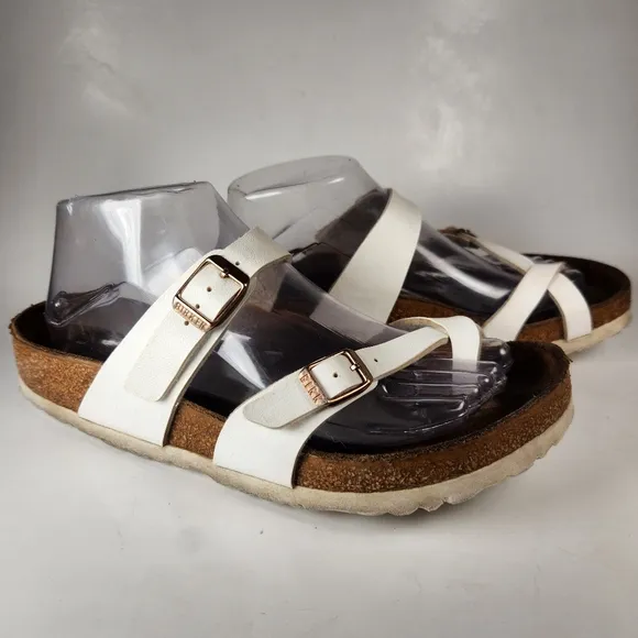 BIRKENSTOCK Women's Mayari Birko-Flor Sandal 7.5 White Leather Comfort Shoes