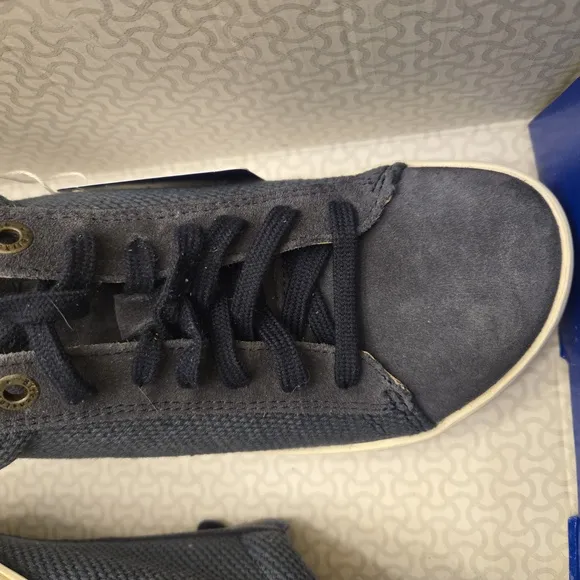Birkenstock Womens Mixed Leather Navy Blue Sneakers Newshoes