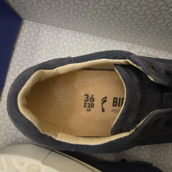 Birkenstock Womens Mixed Leather Navy Blue Sneakers Newshoes