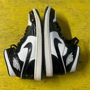Black and White High-Top Sneakers Air Jordan 1 Mid fits ladies 12.5