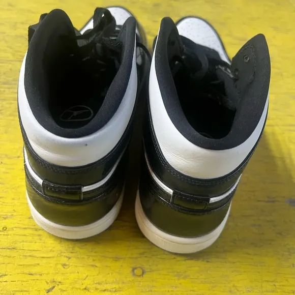 Black and White High-Top Sneakers Air Jordan 1 Mid fits ladies 12.5