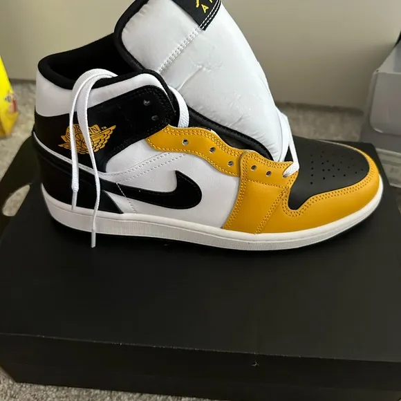 Black and Yellow High-Top Sneakers