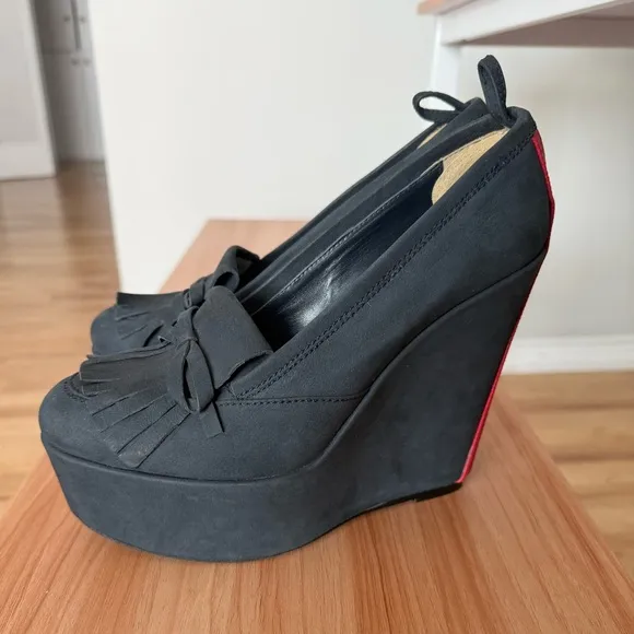 Black Fleece Thom Browne x Brooks Brothers Mod Blue Suede Leather Wedge Loafers