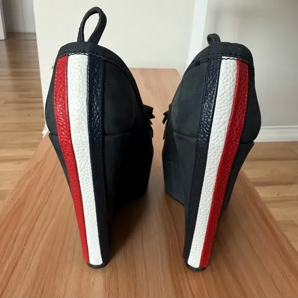 Black Fleece Thom Browne x Brooks Brothers Mod Blue Suede Leather Wedge Loafers