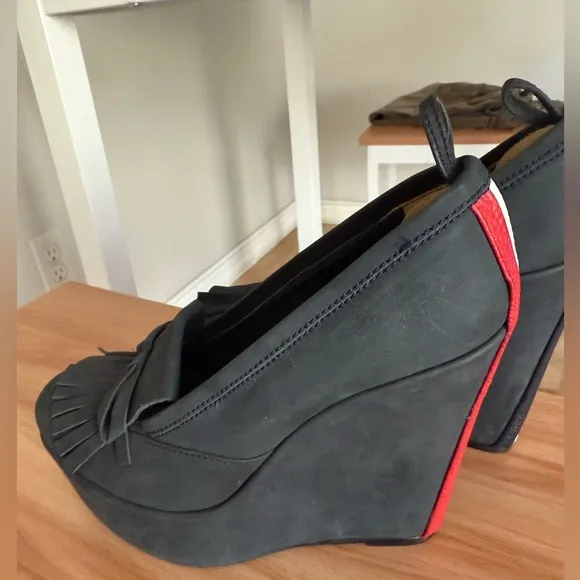Black Fleece Thom Browne x Brooks Brothers Mod Blue Suede Leather Wedge Loafers