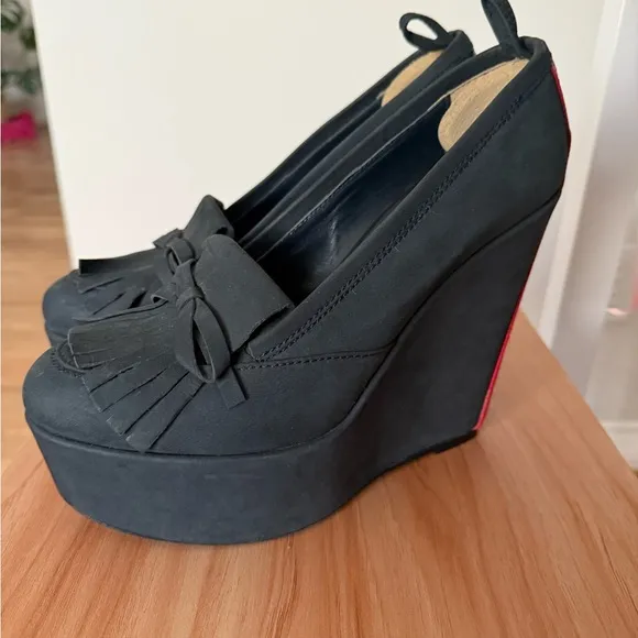 Black Fleece Thom Browne x Brooks Brothers Mod Blue Suede Leather Wedge Loafers
