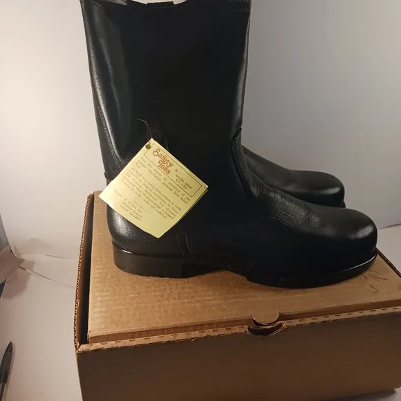 Black leather boots steel toe boots men's size 12