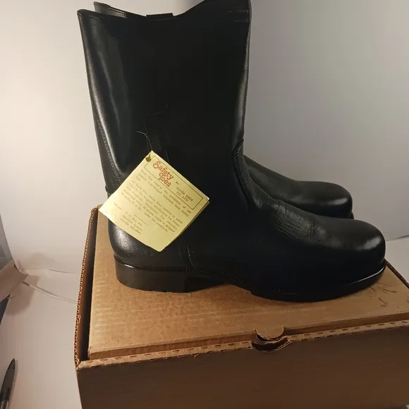 Black leather boots steel toe boots men's size 12