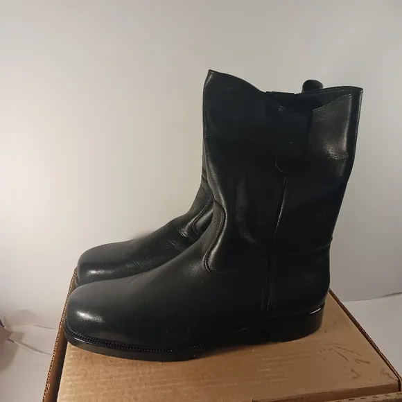 Black leather boots steel toe boots men's size 12