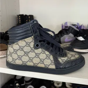 Black Leather High-Top Sneakers