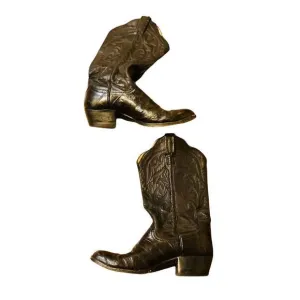 Black Leather Larry Mahan Cowboy Western Boots shoe