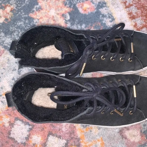 Blackstone Black Shearling Lined Lace Up High Top Sneakers Size 7