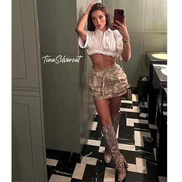BLOGGER'S FAVE! Zara Co-Ord 2 Piece Printed Mini Cargo Skirt And Jacket Set NWT