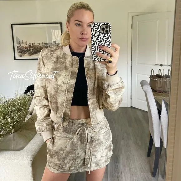 BLOGGER'S FAVE! Zara Co-Ord 2 Piece Printed Mini Cargo Skirt And Jacket Set NWT