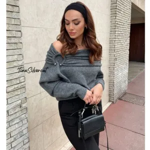 BLOGGER'S FAVE! Zara Draped Knit Sweater Mid-Gray NWT