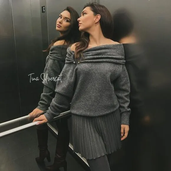 BLOGGER'S FAVE! Zara Draped Knit Sweater Mid-Gray NWT
