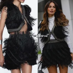 BLOGGERS FAVE! Zara Fringe Mini Skirt Black NWT