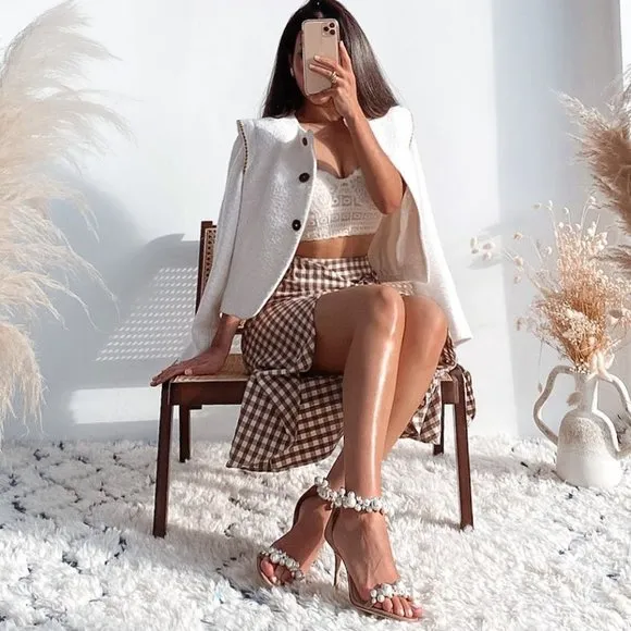 BLOGGER'S FAVE! Zara Gingham Wraparound Skirt Sz XS NWT