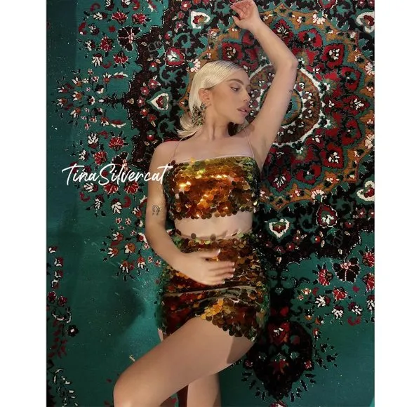 BLOGGER'S FAVE! Zara Gold Sequin Mini Skirt NWT