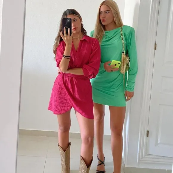 BLOGGER'S FAVE! Zara Hot Pink Wrap Dress Sz S NWT