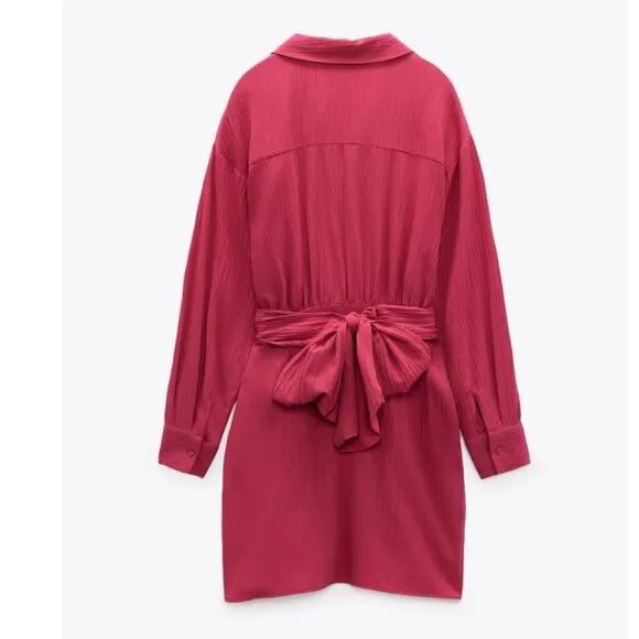BLOGGER'S FAVE! Zara Hot Pink Wrap Dress Sz S NWT