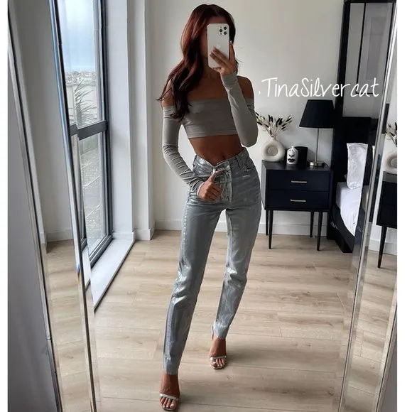 BLOGGER'S FAVE! Zara Metallic Slim Jeans NWT