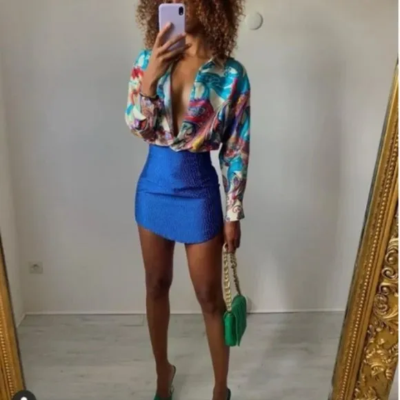BLOGGER'S FAVE! Zara Mini Skirt Blue NWT