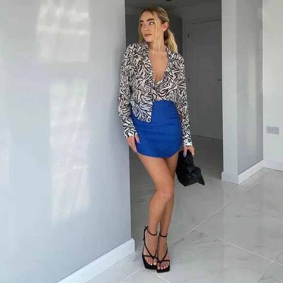 BLOGGER'S FAVE! Zara Mini Skirt Blue NWT
