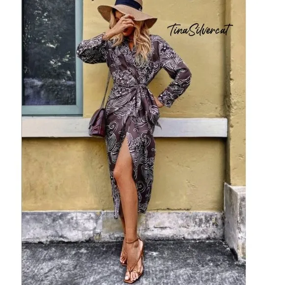 BLOGGER'S FAVE! Zara Printed Belted Wrap Dress Sz XS NWT