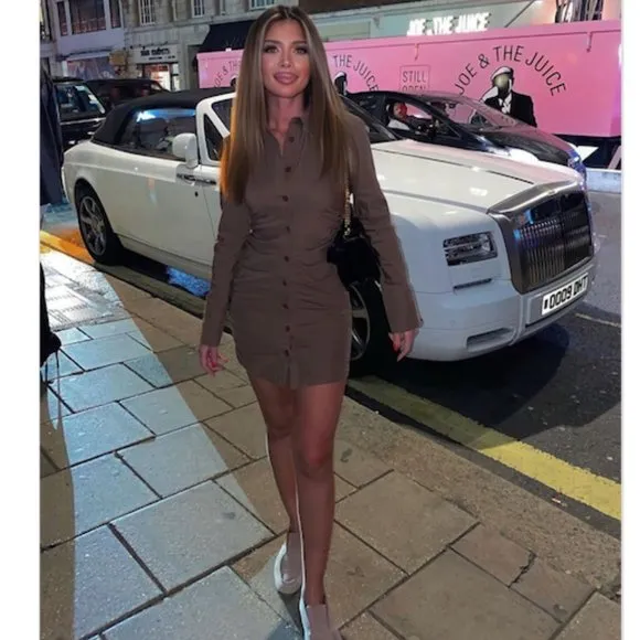 BLOGGER'S FAVE!  Zara Shirt Dress With Gathering Light Brown NWT