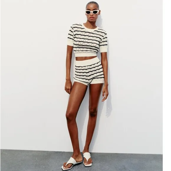 BLOGGER'S FAVE! Zara Striped Knit Shorts NWT