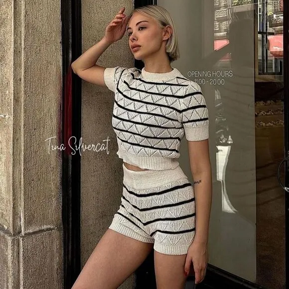 BLOGGER'S FAVE! Zara Striped Knit Shorts NWT