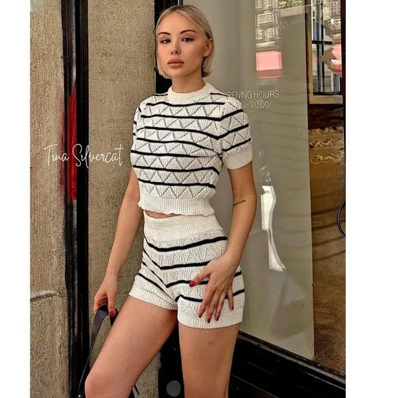 BLOGGER'S FAVE! Zara Striped Knit Shorts NWT