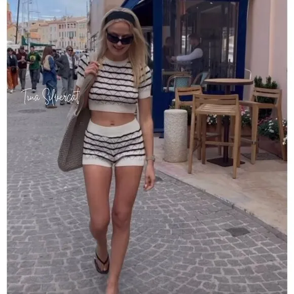 BLOGGER'S FAVE! Zara Striped Knit Shorts NWT