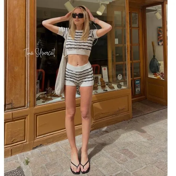 BLOGGER'S FAVE! Zara Striped Knit Shorts NWT