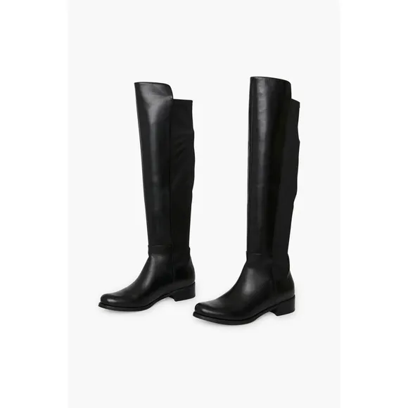 Blondo • Olivia black leather tall boots over knee riding low heel waterproof
