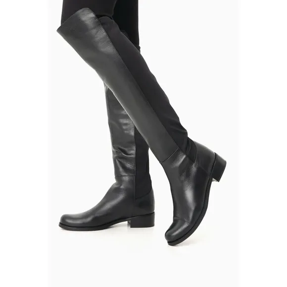 Blondo • Olivia black leather tall boots over knee riding low heel waterproof