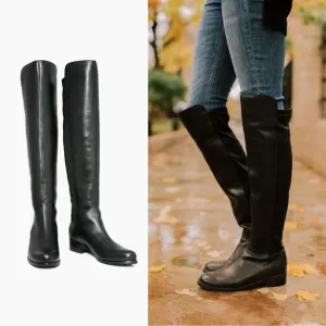 Blondo • Olivia black leather tall boots over knee riding low heel waterproof