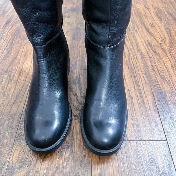 Blondo • Olivia black leather tall boots over knee riding low heel waterproof