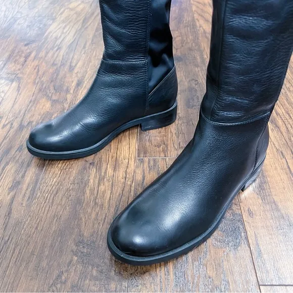 Blondo • Olivia black leather tall boots over knee riding low heel waterproof