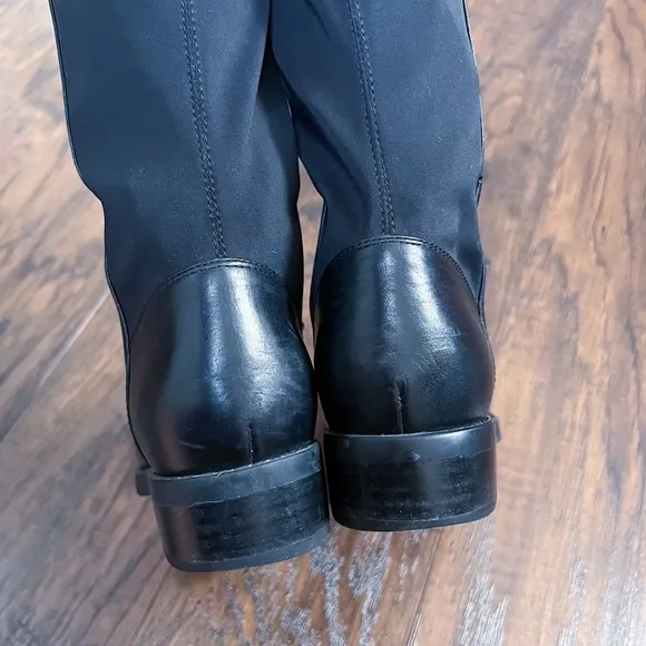 Blondo • Olivia black leather tall boots over knee riding low heel waterproof