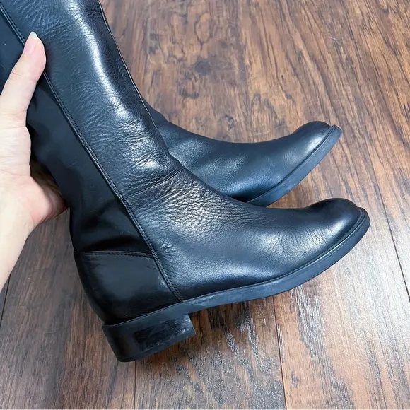 Blondo • Olivia black leather tall boots over knee riding low heel waterproof