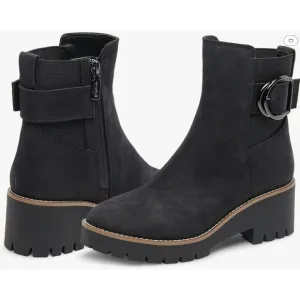 Blondo Sz 6.5 Waterproof Dakota Black Suede Buckle Ankle Boots NEW